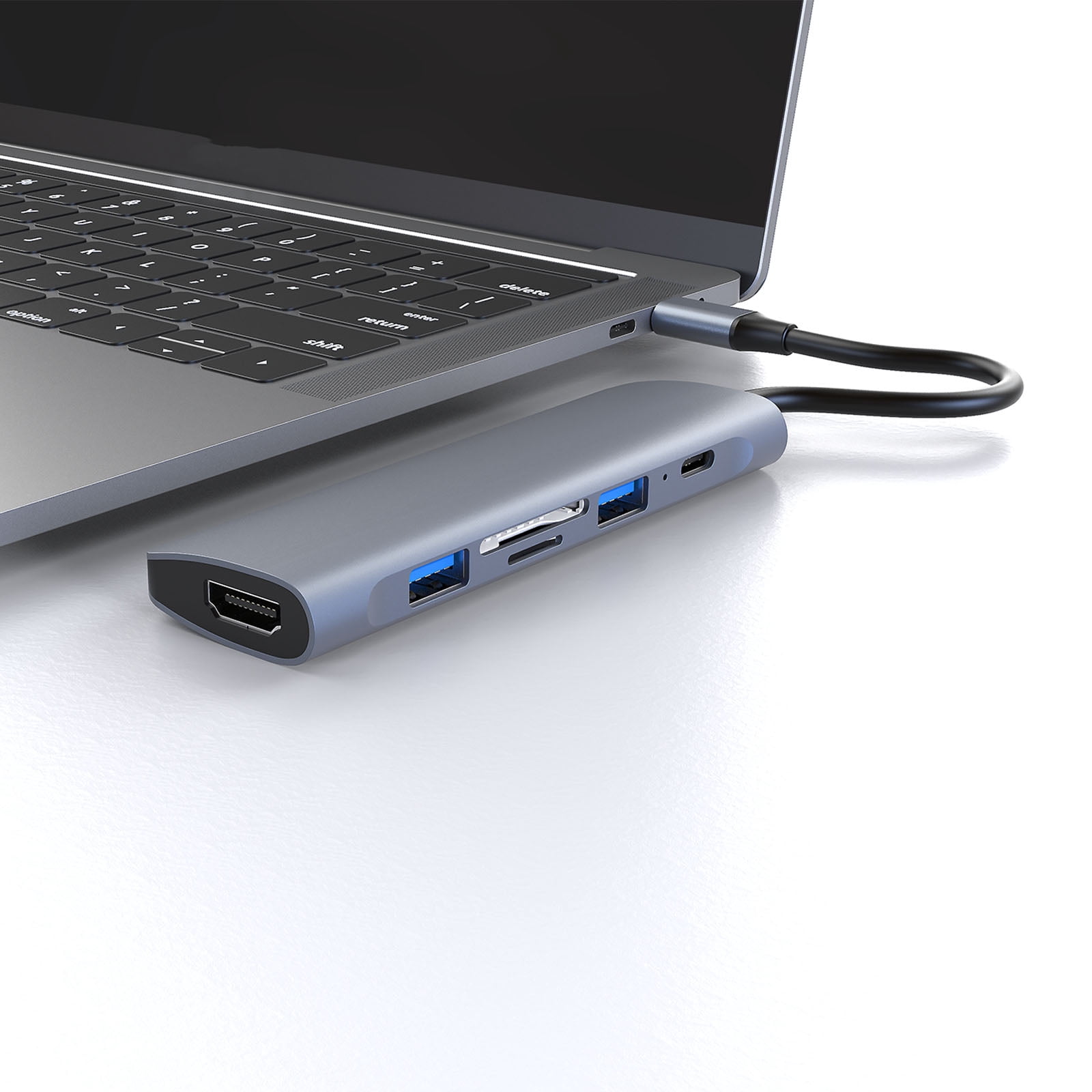 Ultra-fast Dock Station 6 in 1 USB C Hub 5gbps Secure Data Transfer Hub Type C to USB TF Adapter PD Synchronous Use