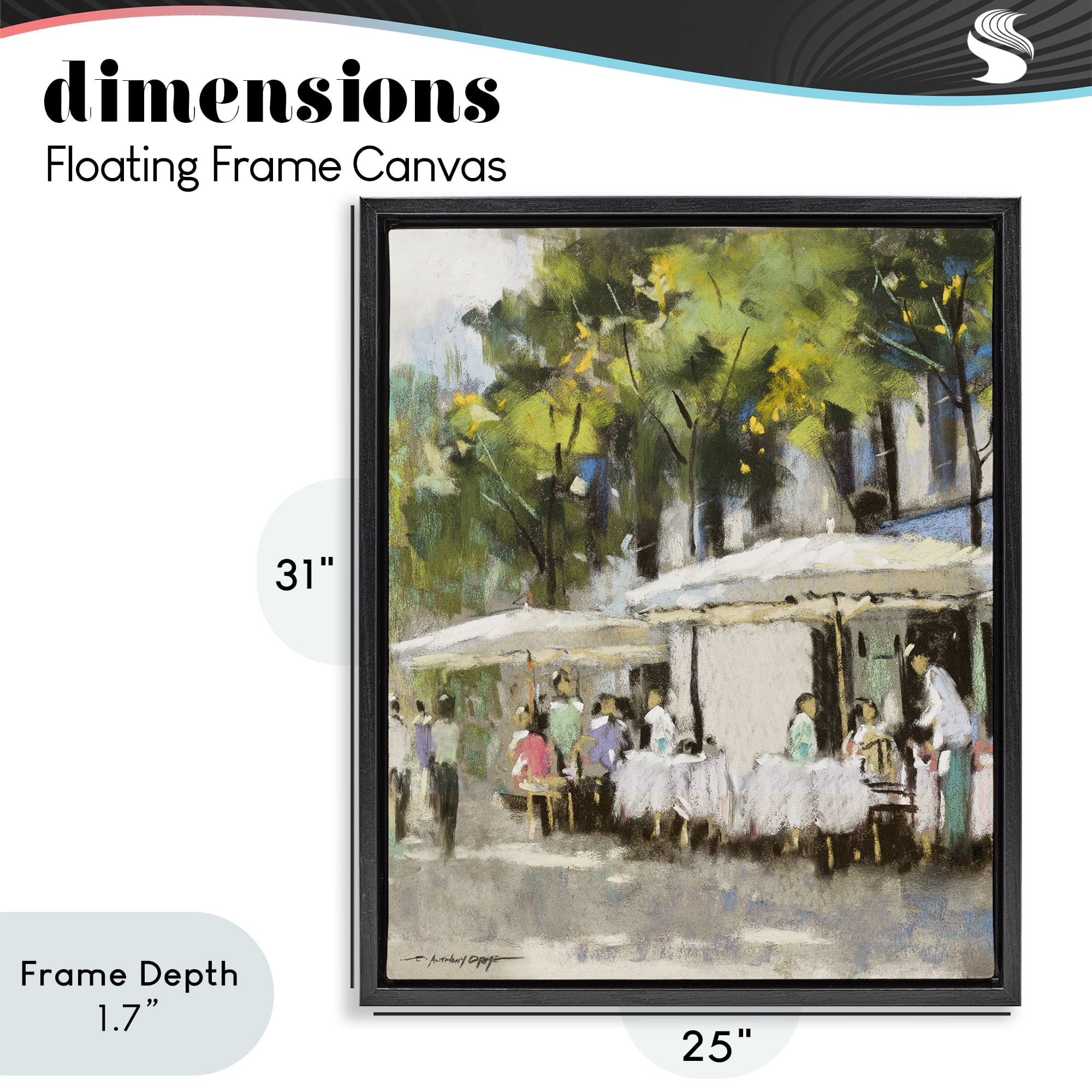 Stupell Industries Sunny Street Cafe Dining Black Framed Floater Canvas Wall Art, design by Anthony Orme