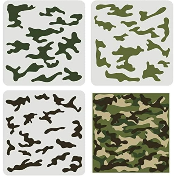 3 pcs Camo Stencil Kit 11.8x11.8inch Camo Stencils for Spray Paint Camouflage Pattern Stencils for Painting on Wood Canvas Paper Fabric Floor Wall and Tile for DIY