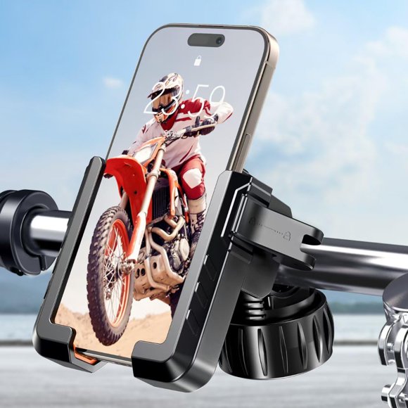 Soporte Para Teléfono Para Motocicleta [Cámara Sin Bloqueo] Soporte Para Teléfono Para Bicicleta [Envuelto En Silicona] Soporte Para Teléfono Celular En Manillar Para Bicicleta/Scooter/Atv Compatible