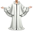 thumbnail image 2 of UTSJKR Mens Full‑Length Hooded Robe Cloak with Wide Bell Sleeves and Front Zipper for Wizard Sorcerer Halloween Party Stage Cosplay Outfit White S, 2 of 6