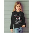 thumbnail image 3 of Just A Girl Who Loves Horses Horse Lover Gift Toddler/Kids Long sleeve T-Shirt 5/6 Red, 3 of 4