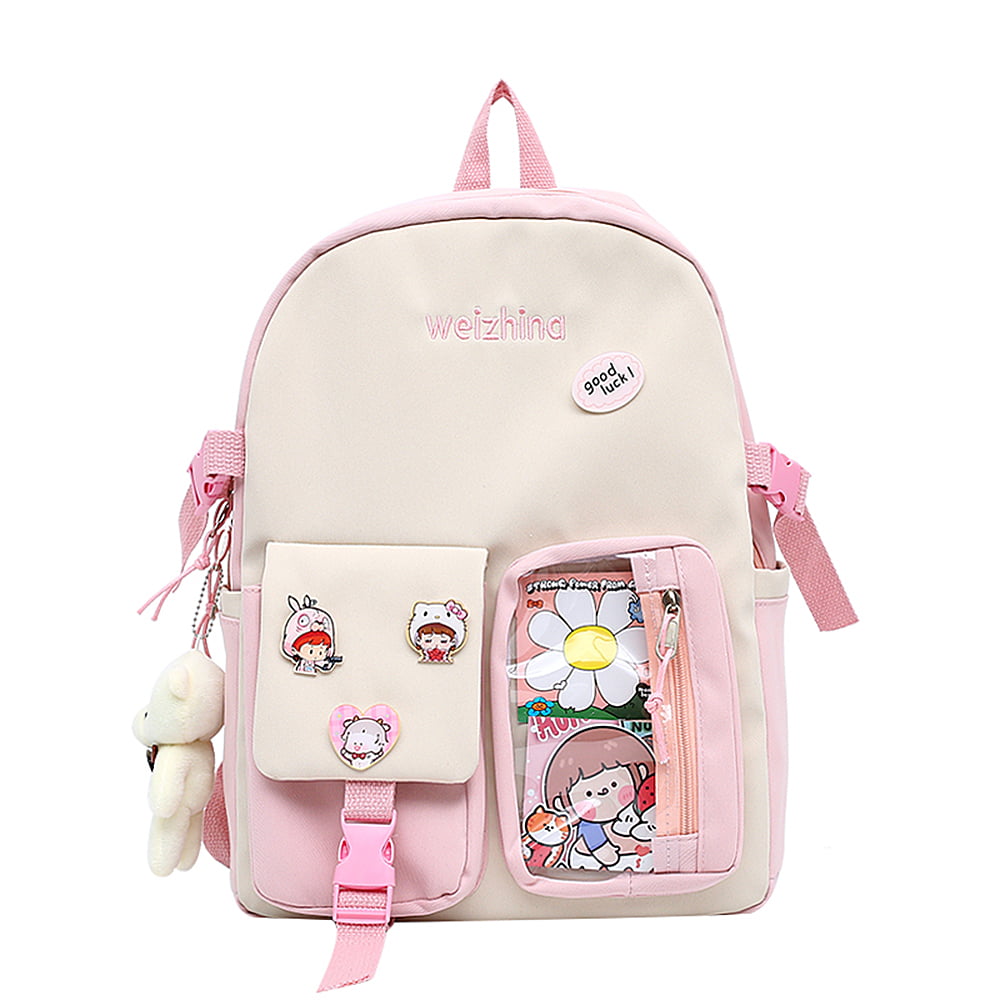 Cute Aesthetic Backpack with Kawaii Pin and Cute Accessories for Teen Girls and Boy Cute Kawaii Backpack for School Bag