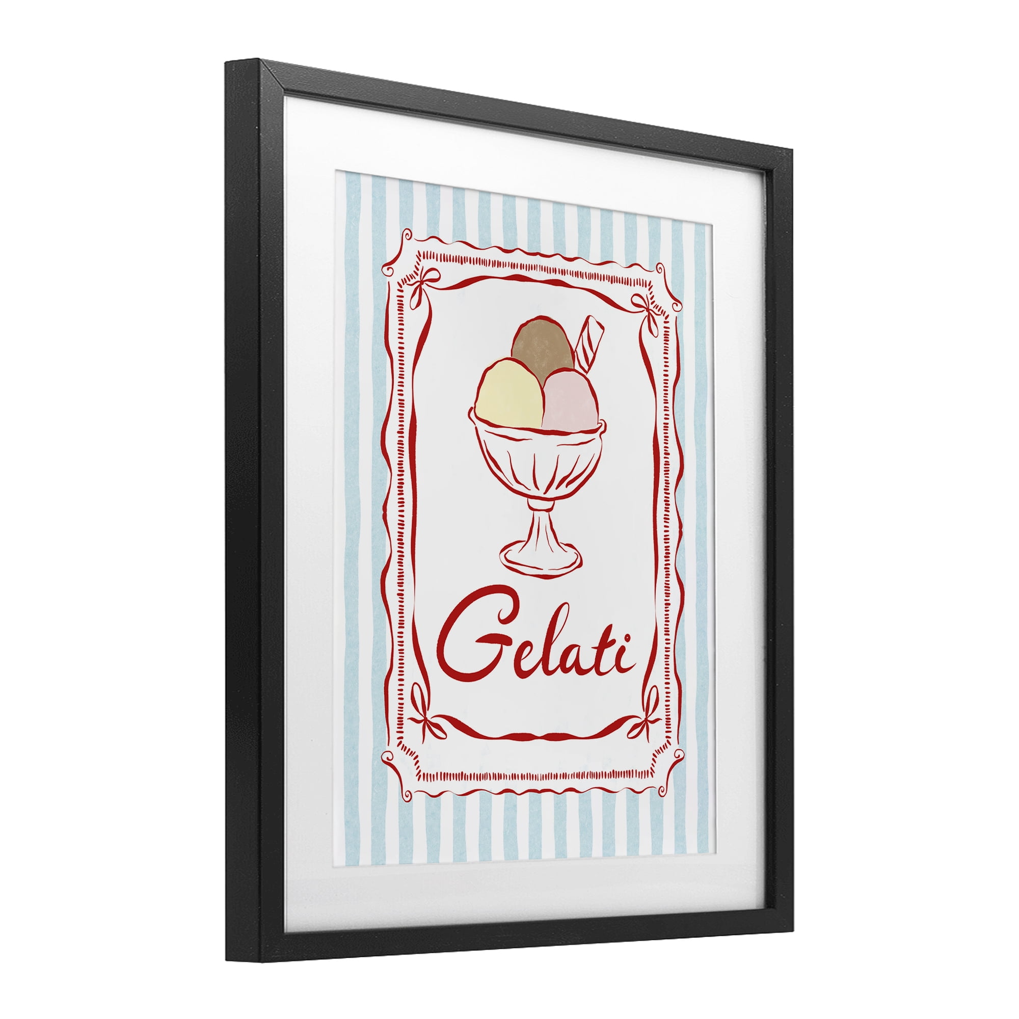 Stupell Industries Italian Summer Gelati Black Framed Print Under Glass, design by Miriam Wood