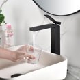 thumbnail image 2 of Brushed Gold High Arc Bathroom Vessel Sink Faucet, Single Handle Deck Mounted Sink Faucet with 6-inch Cover Plate, 2 of 5