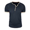 thumbnail image 4 of CHENHANN Mens Shirt Short Sleeve Button Down Crewneck Henley Shirts Basic Blue Button Up Shirt Mens Casual Shirts, 4 of 7