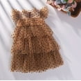 thumbnail image 5 of SonxaHe Toddler Girls Dresses Fly Sleeve Polka Dot Prints Tulle Dress Kids Summer Dance Party Ruffles Princess Dress Beige,Szie 3-4 Y, 5 of 7