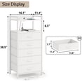 thumbnail image 3 of Furnulem Night Stand with Charging Station, Black Nightstand with Drawers and Led Light, Tall Dresser for Bedroom, Bedside Table with Fabric Storage Bins, Metal Frame, Wood Furniture, 3 of 10