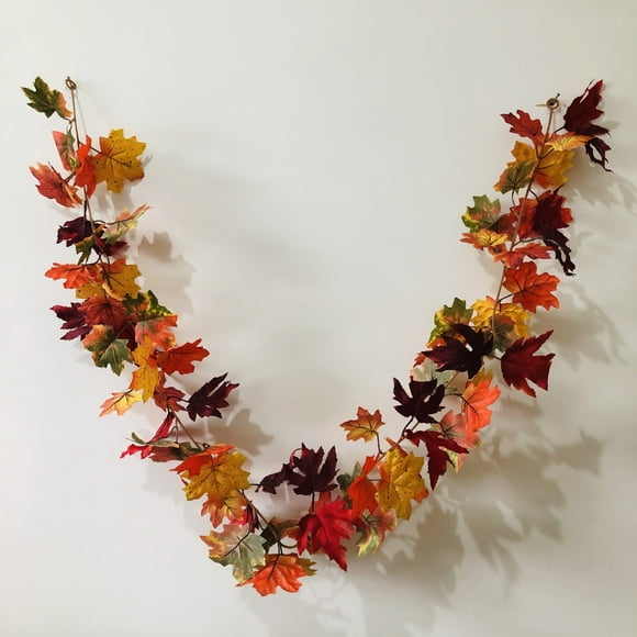 Dvkptbk Fall Maple Garland - 5.8 FT/Pcs Autumn Hanging Fall Leave Vines for Home Garden Wedding Party Thanksgiving Dinner Fireplace Door Frame Doorway Backdrop Christmas Decor