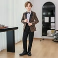 thumbnail image 6 of ZACPNCV Boy's Slim Fit Formal Suits 4 Piece Outfit for Ring Bearers Kids Dress Toddler Boy Tuxedo Homecoming Suits for Boys Coffee 2-3 Years, 6 of 9