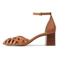 thumbnail image 2 of YDN Women Peep Toe Woven Strappy Sandals Ankle Strap Mid Block Stacked Heels Comfortable Date Dress Pumps Size 11 Brown, 2 of 4