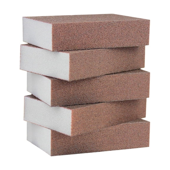 5Sheet Emery Sponge Carborundum Scrubber Eraser Cleaning Sponge Heavy Duty Scouring Pads for Removing Rust Stains Grease Buildup Pots and Pans Bathroom Cleaning (Coffee)