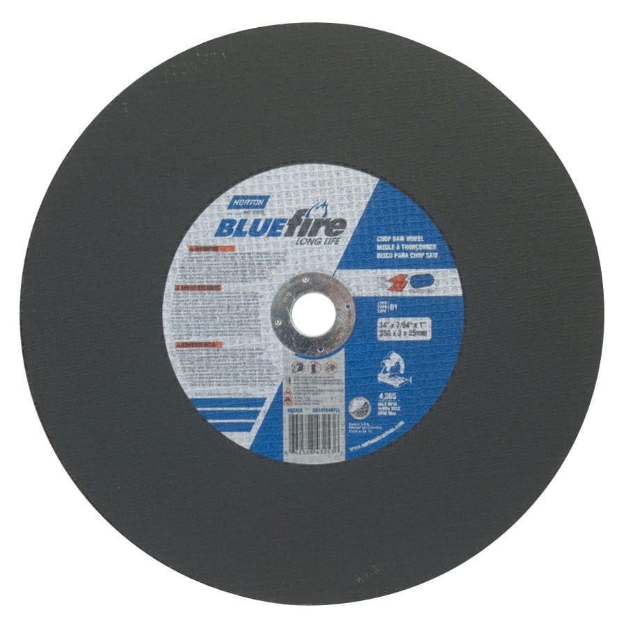 Chop Saw Cut-Off Wheel, 14 in Dia, 7 64 in Thick Zirconia Alum. Oxide by Norton