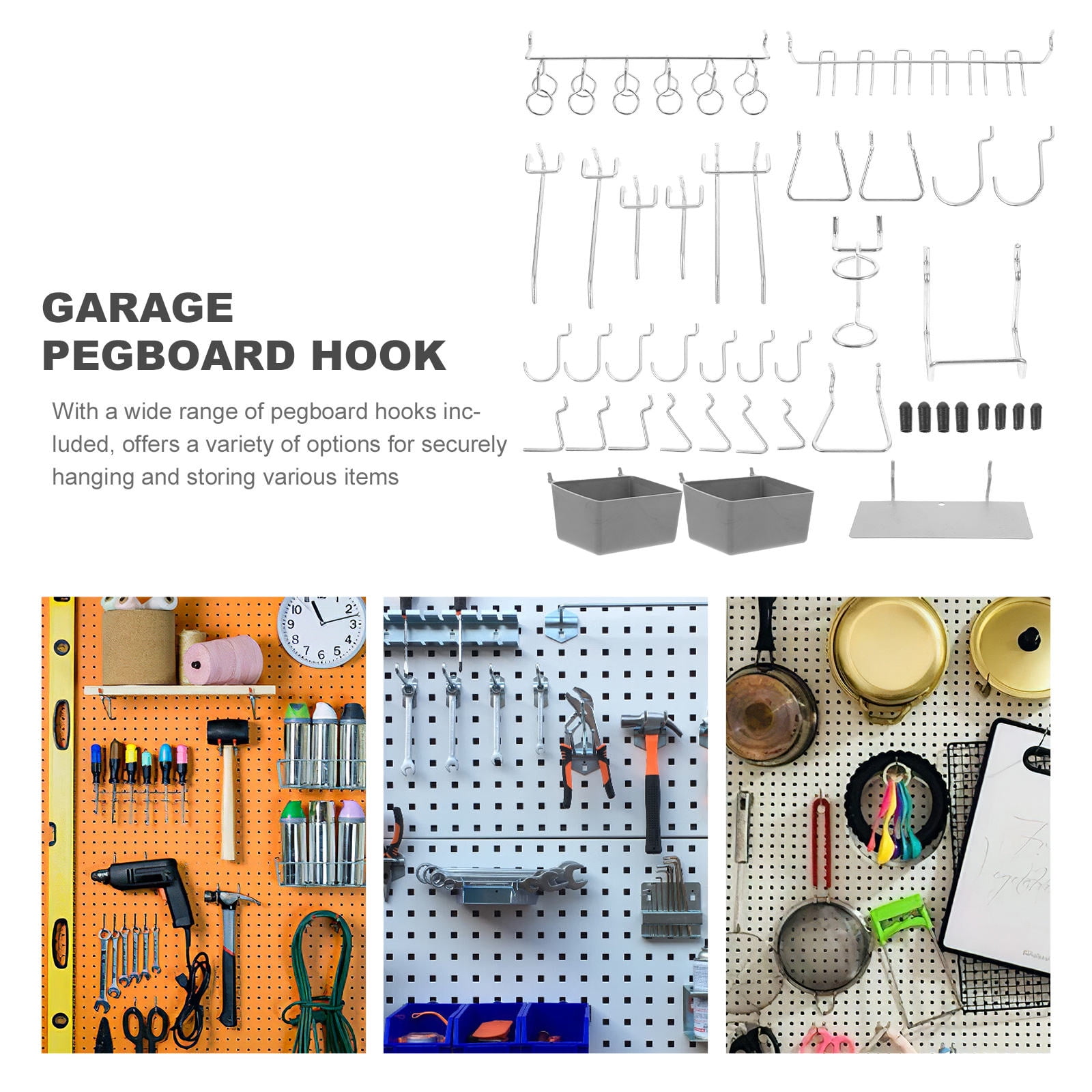 OUNONA 140-Piece Heavy Duty Metal Pegboard Hooks Assorted Colors for Garage Workshop Storage and Organization