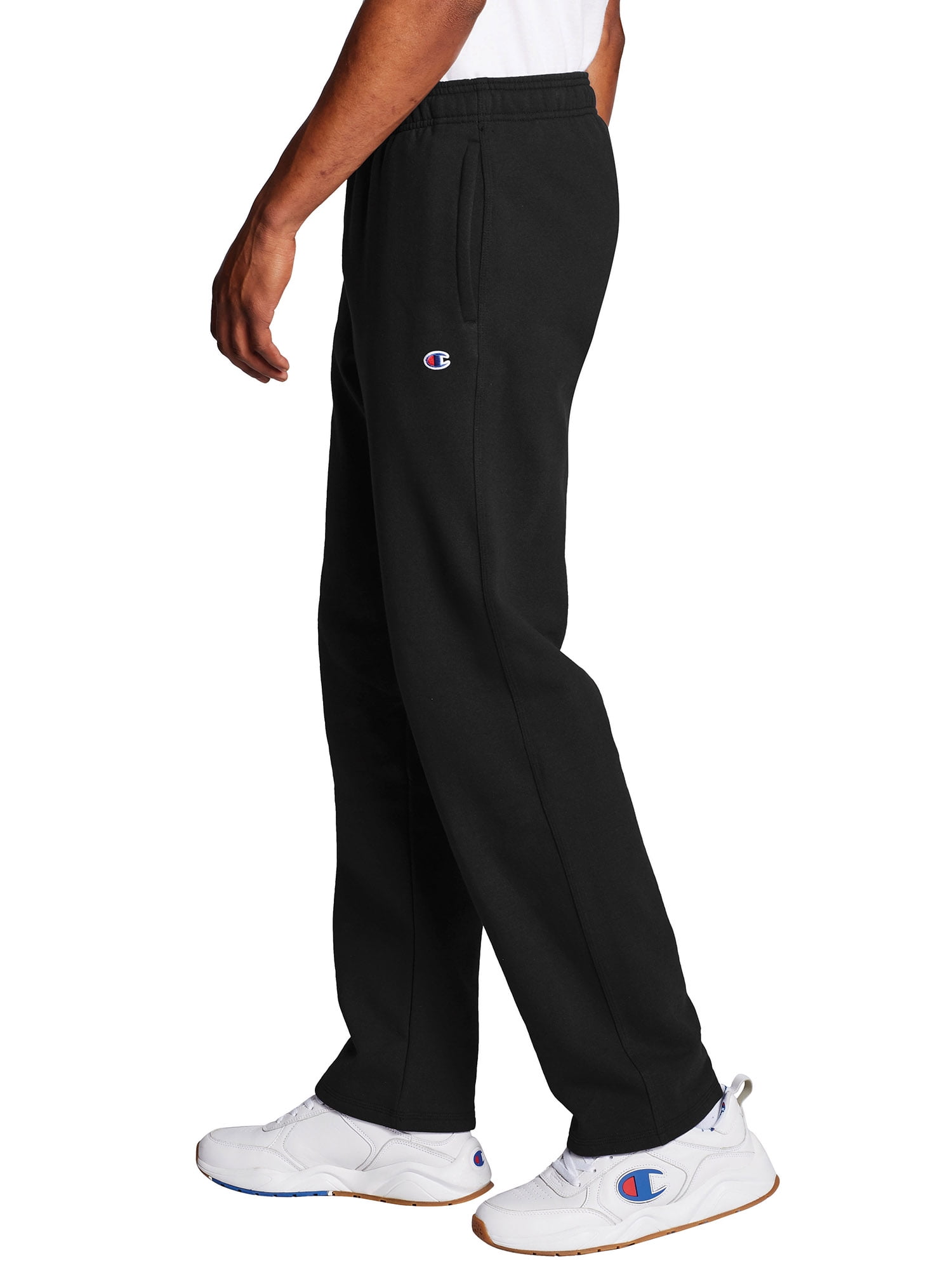 champion men's powerblend fleece open bottom pants