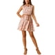 thumbnail image 2 of Vestido sin mangas de media abertura con estampado floral para mujer Inspire Chic, largo hasta la rodilla, con cinturón, color rosa claro y azul floral, 2 of 8