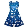 thumbnail image 4 of Girls Summer Skater Dress Star Print Sleeveless Tunic Dresses for Girl Ruffle Crew Neck Cute Casual Tank Dress, Light Blue, 5 Years, 4 of 6