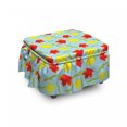 thumbnail image 1 of Autumn Ottoman Cover, Dry and Fallen Maple Leaves, 2 Piece Slipcover Set with Ruffle Skirt for Square Round Cube Footstool Decorative Home Accent, Standard Size, Pale Blue and Yellow, by Ambesonne, 1 of 5