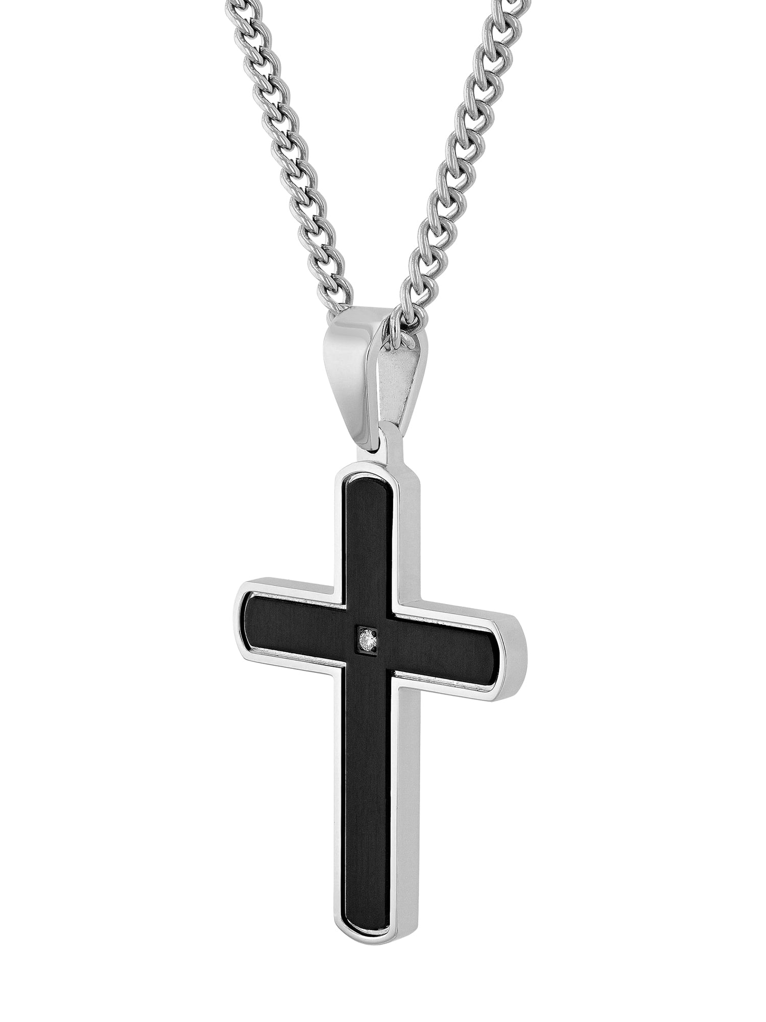 Mens Lab-Grown Diamond Accent Two-Tone Stainless Steel Pendant Necklace & Bracelet Set, Set of 3