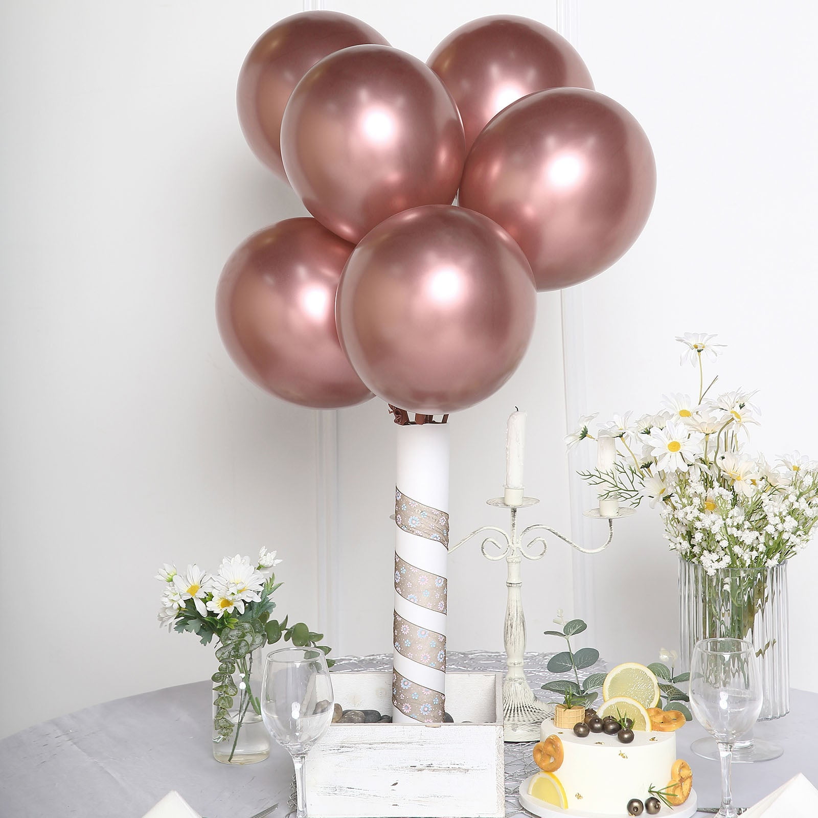 Efavormart 25 Pack - 12" Chrome Metallic Latex Helium Balloons - Blush ...