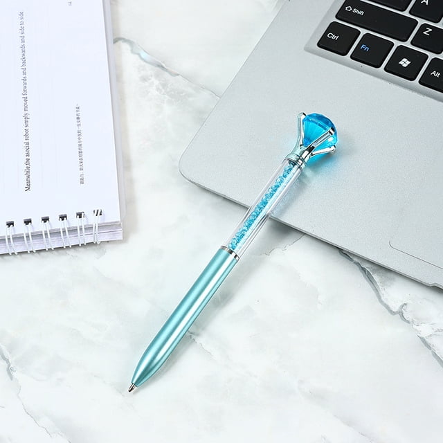 5Pcs Large Diamond Ballpoint Pen, Cagogo Large Diamond Ballpoint Pen, Colorful Crystal Flash Pen for Writing and Drawing, Rotating Color Advertising Oil Pen with 1ml Ink, Fine Point Retractable Gel