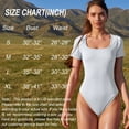 thumbnail image 3 of OQQ Women's 2 Piece Bodysuits Sexy Ribbed One Piece Square Neck Short Sleeve Bodysuits, 3 of 7