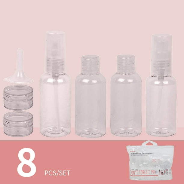 MINISO 8 pieces Travel kit Bottle Set, Portable Plastic Multipurpose Cosmetic Toiletries Travel Refillable Bottles and jars