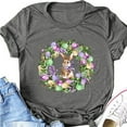 thumbnail image 3 of DDAPJ pyju Happy Easter Shirts for Women Cute Bunny Eggs Graphic Tees Summer Casual Holiday Short Sleeve Crewneck Tee Tops Gray M, 3 of 5