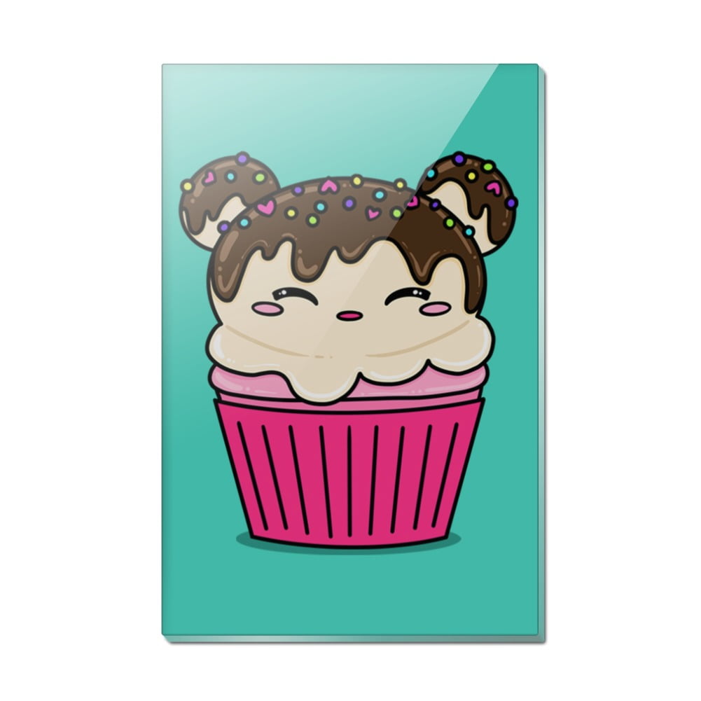 Cute Mouse Bear Ice Cream Cupcake with Sprinkles Rectangle Acrylic Fridge Refrigerator