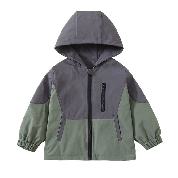 ShomPort Boys Windbreaker Jackets Color Block Zip up Hooded with Pockets Casual Warm Outdoor Athletic Coat