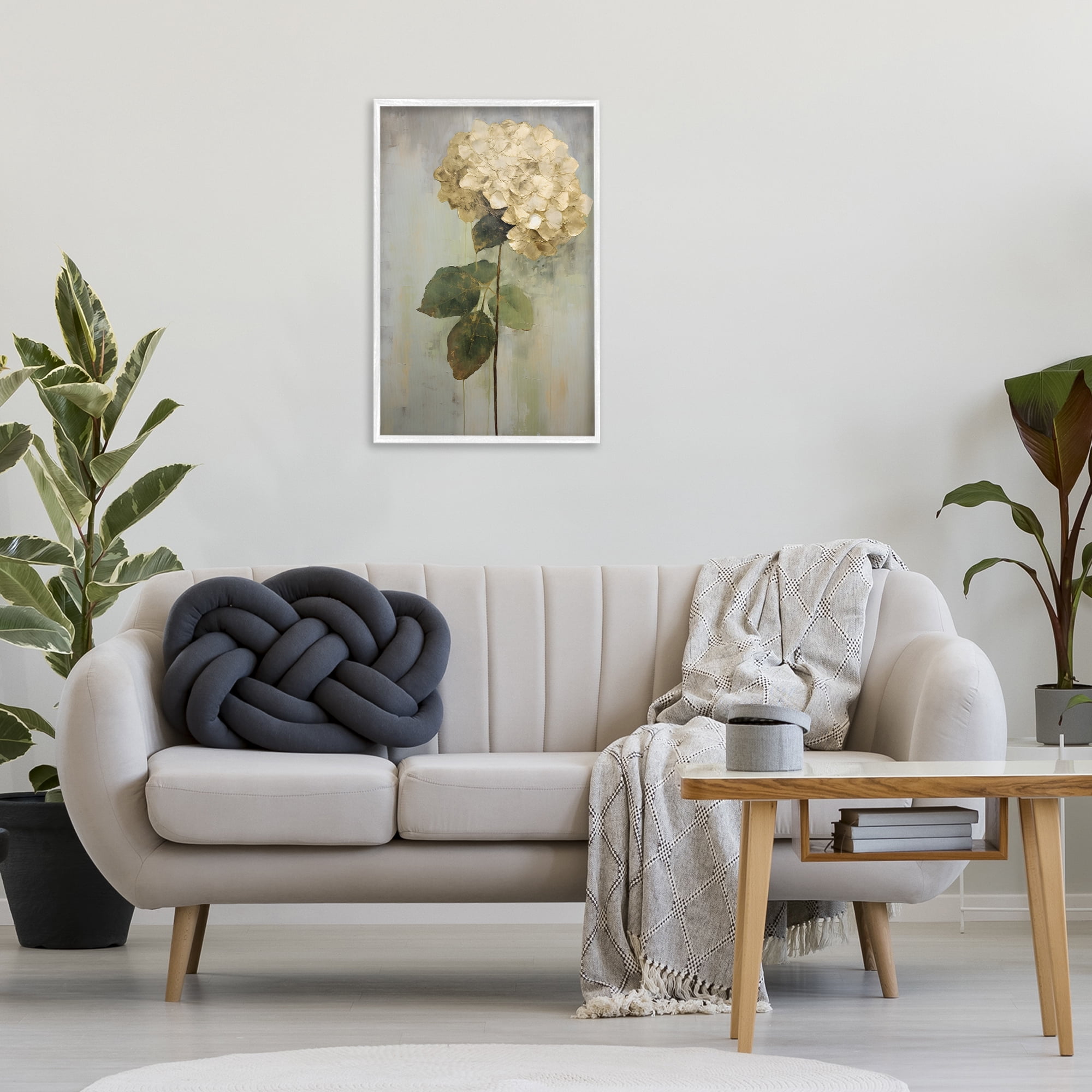 Stupell Industries Single Distressed Hydrangea Botanical & Floral Painting White Framed Art Print Wall Art, 20 x 30