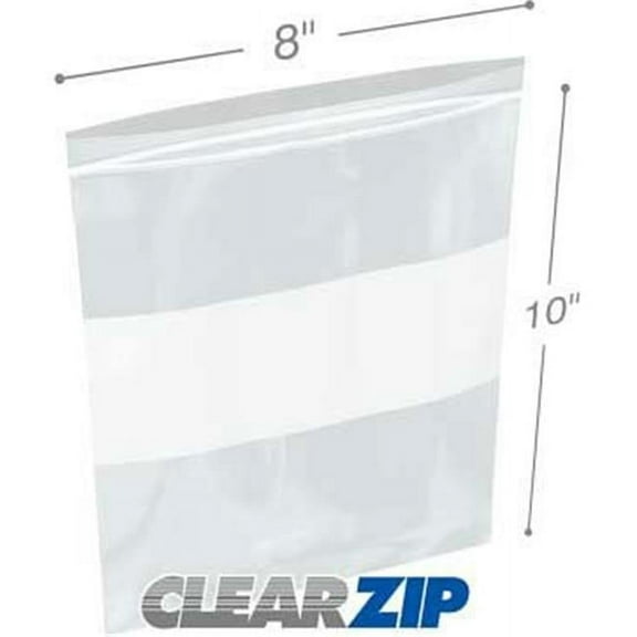 International Plastics CZW20810 8 x 10 in. 2 Mil ClearZip Whiteblock Lock Top Bags - Case of 1000