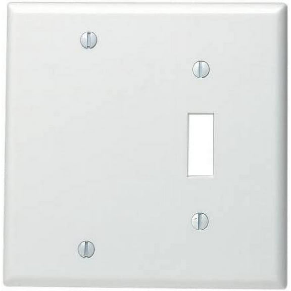 Leviton 88006 2-Gang 1-Toggle 1-Blank Device Combination Wallplate, Standard Size, Thermoset, Box Mount, White