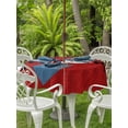 thumbnail image 2 of Outdoor Tablecloth with Umbrella Hole and Zipper, Red Christmas Round Table Cloth 54 Inch Waterproof Tablecloth, Santa Xmas Rustic Farmhouse Winter Picnic Table Cover for Patio Camping, 2 of 7