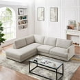 thumbnail image 3 of Griffith Modern Cozy Living Room Left Facing Cream Fabric Linen Sectional Sofa, 3 of 7