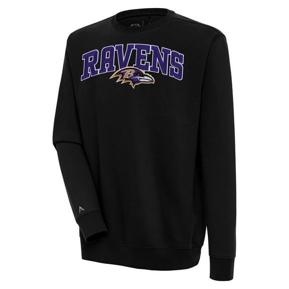 Men's Antigua  Black Baltimore Ravens Victory Chenille Pullover Sweatshirt