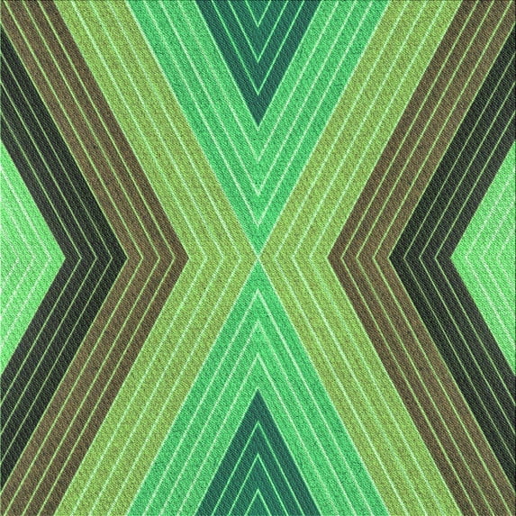 Ahgly Company Indoor Square Patterned Nebula Green Area Rugs, 6' Square