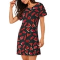 thumbnail image 2 of Wukai Beef3 Print Women's Loose Short Sleeve Nightgown, Soft Sleep Dress for Comfortable Relaxation, Casual Lounge Wear, 2 of 6