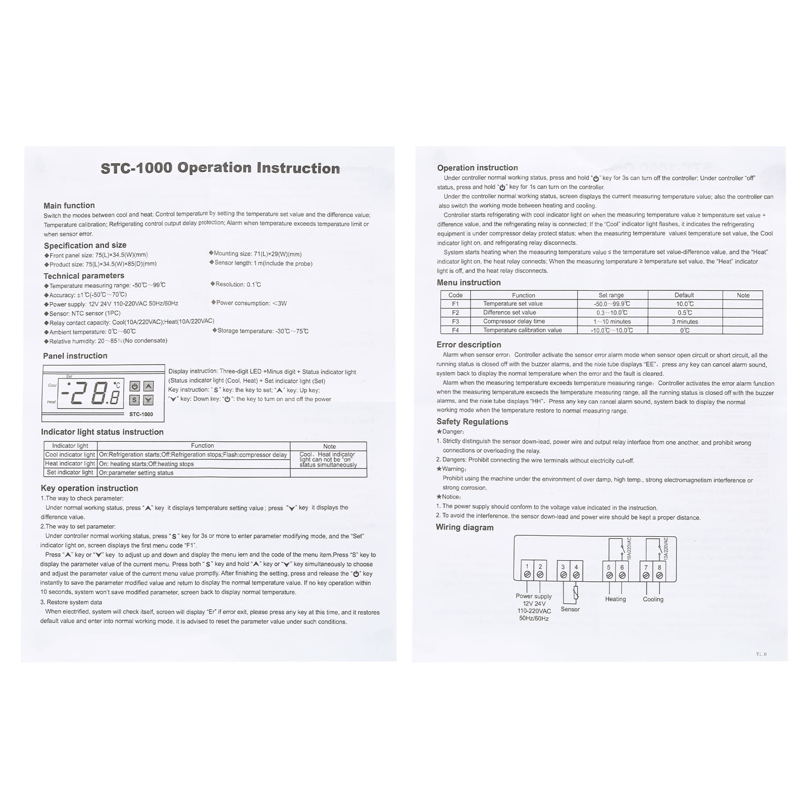 Uxcell 2 Pack STC-1000 10A DC 12V Digital LED Temperature Controller