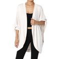 thumbnail image 1 of TheMogan Women's PLUS Cocoon Draped Crepe Long Sleeve Oversized Open Front Cardigan, 1 of 7