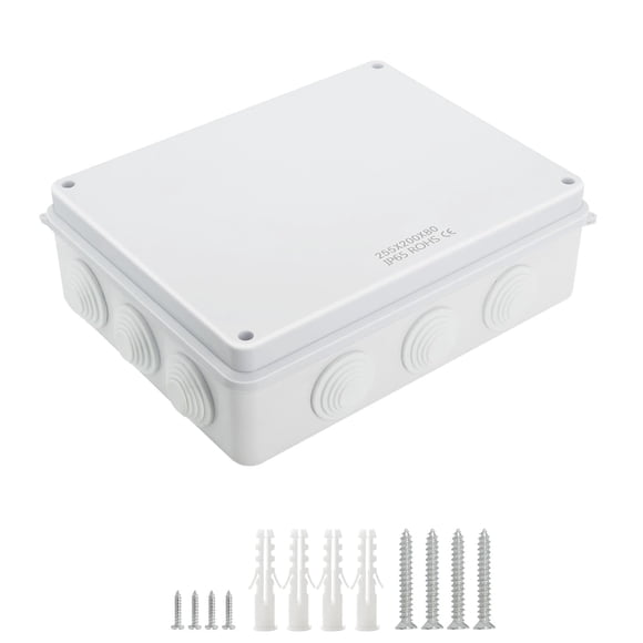 LeMotech Boîte de Jonction Universelle en Plastique ABS Anti-Poussière et Étanche IP65 pour Projet Électrique Blanc 10 Pouces x 7.9 Pouces x 3.1 Pouces (255mmx200mmx80mm)
