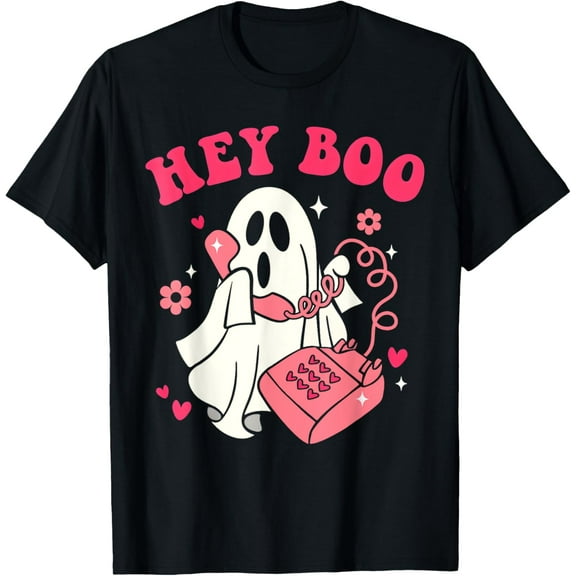 Groovy Hey Boo Cute Ghost Funny Halloween Mens Womens T-Shirt
