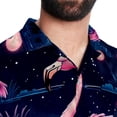 thumbnail image 5 of Starry Sky Flamingo Men's Button Down Casual Hawaiian Print Short Sleeve Summer Beach Shirt, 5 of 6