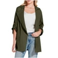 thumbnail image 3 of Scyoekwg Fashion Coats for Women Roll Up Turn-Down Cardigan Pockets Jackets Outwear Loose Casual Long Sleeve Solid Color Lightweight Coats (Army Green,XL), 3 of 8