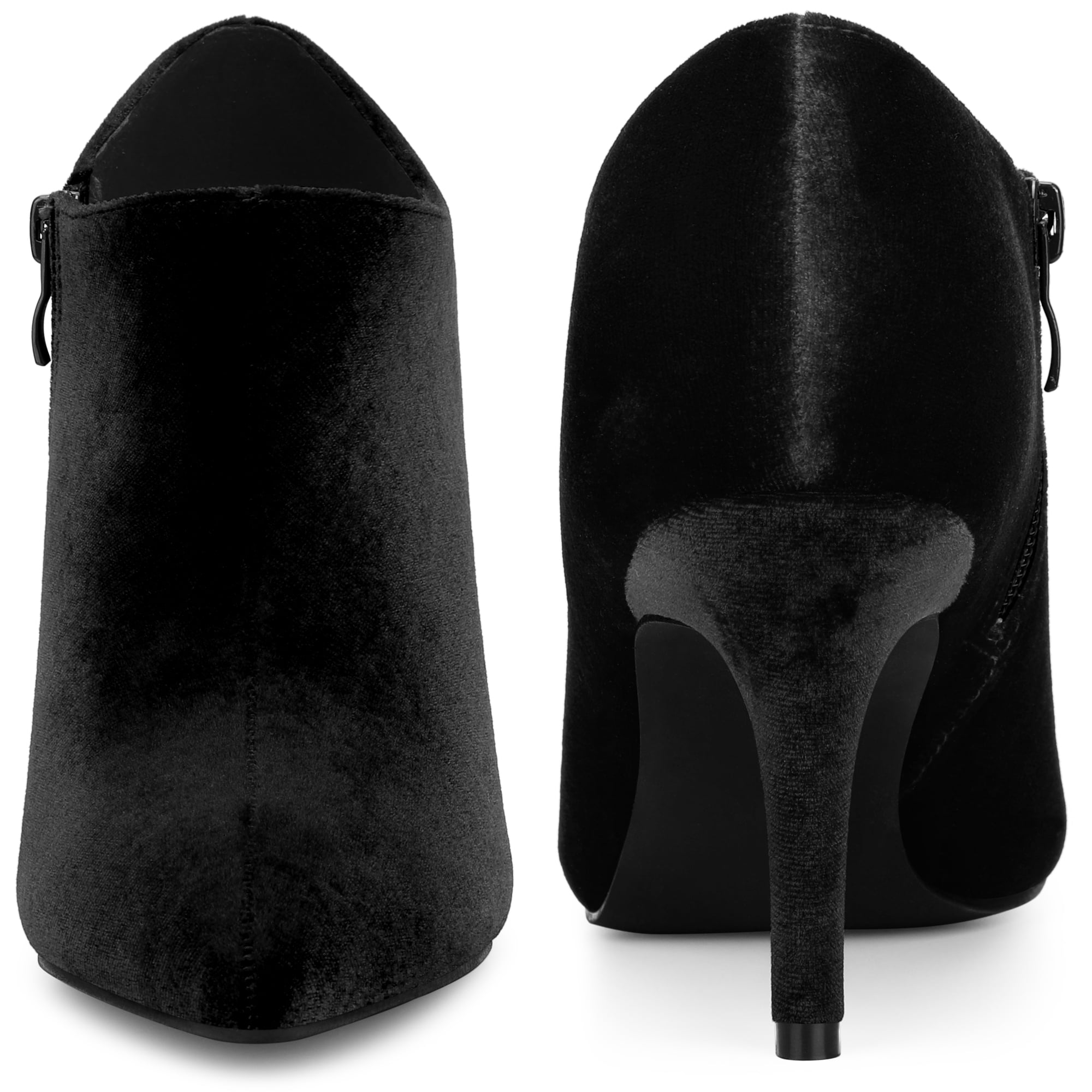 DARING DIVA Women's Stylish Velvet Pointy Toe Stiletto Heels Booties Black US 8