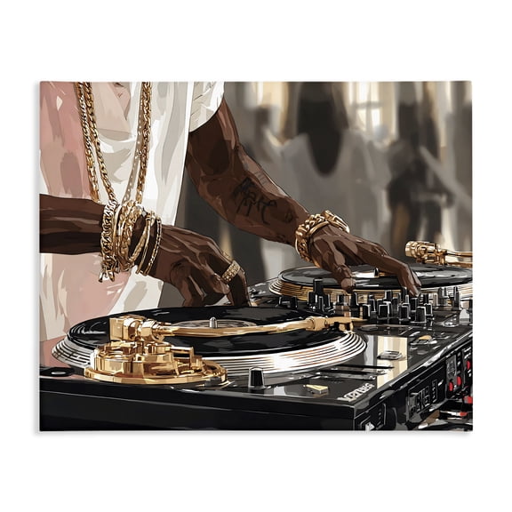 Stupell Industries Contemporary Golden Sound DJ Turntables Canvas Art, 20 x 16, by Franklyn Gregory