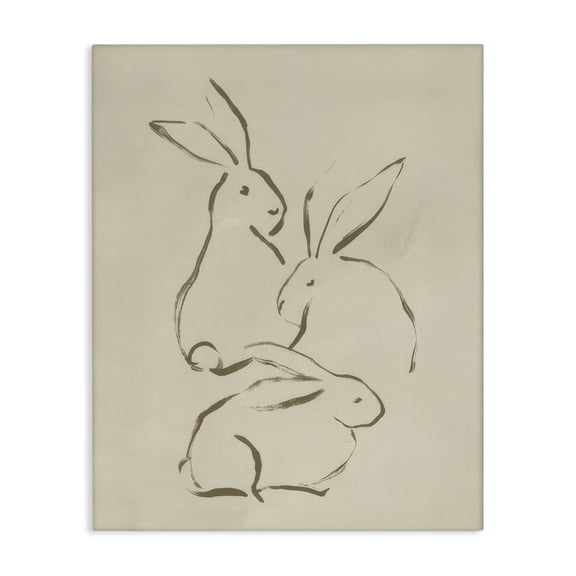 Stupell Industries Earthtone Bunny Sketch Animals Drawing Wrapped Canvas Art Print Wall Art, 16 x 20