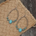 thumbnail image 1 of Nvzi Pendientes colgantes de estilo retro, nuevos y únicos, joyería étnica bohemia vintage (azul), 1 of 5
