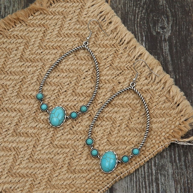 Nvzi Pendientes colgantes de estilo retro, nuevos y únicos, joyería étnica bohemia vintage (azul)