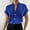 *Blue, variant on Women Button Down Short Sleeve Shirt Blouse V Neck Work Business Spring Summer Tops Women's Fashion Simple V Neck Solid Button Short Sleeve Shirt Red S